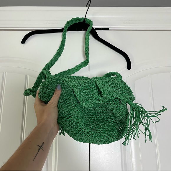 Rhode x Target Straw Crochet Bucket Bag Green Beach Tropical Vacation - Picture 2 of 7